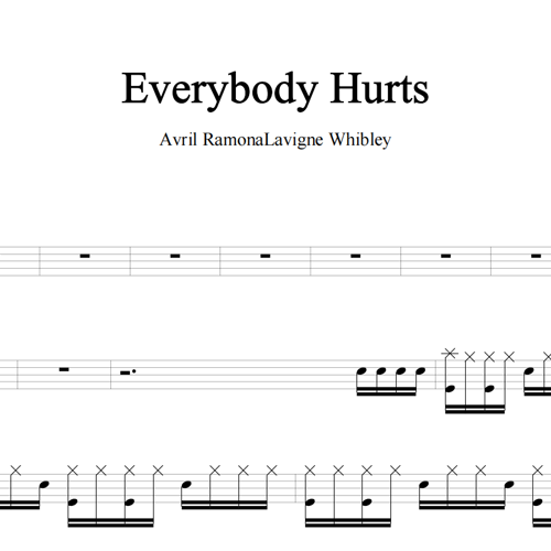 鼓谱*Avril Ramona Lavigne Whibley_Everybody Hurts.asp